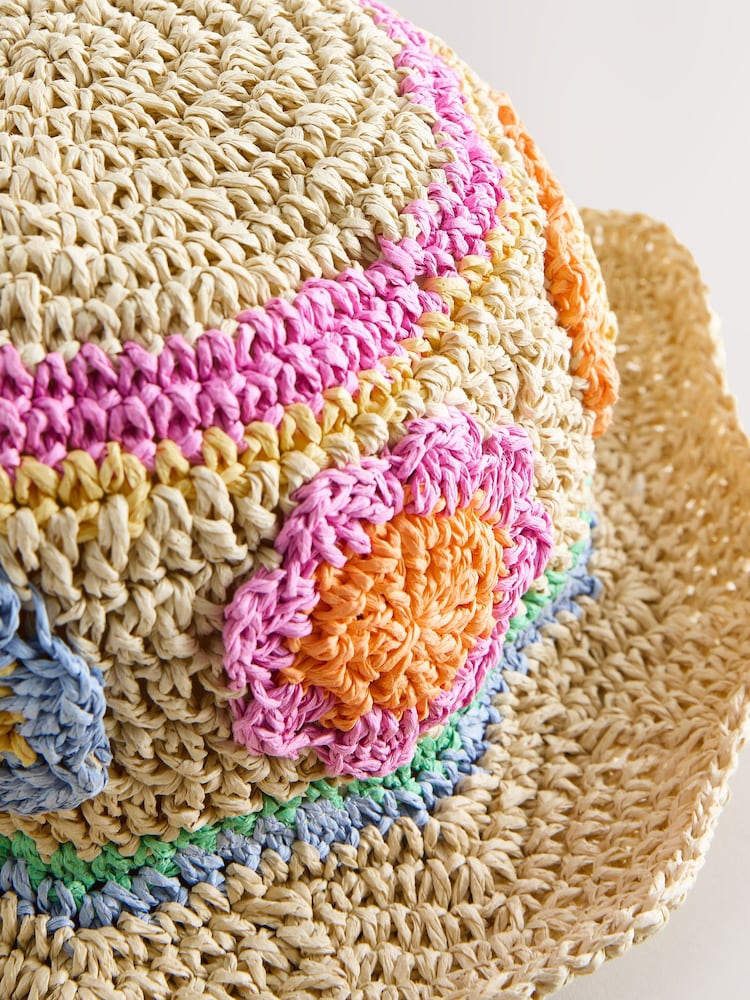 Little Bird by Jools Oliver Scalloped Edge Straw Effect Rainbow Flower Hat - Imaginea 4 din 4 Little Bird by Jools Oliver Scalloped Edge Straw Effect Rainbow Flower Hat - Imaginea 4 din 4