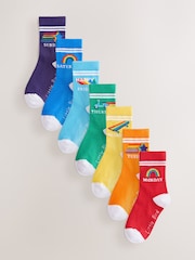 Little Bird by Jools Oliver Multi Bright Rainbow Days Of The Week Socks 7 Pack - Image 1 of 10