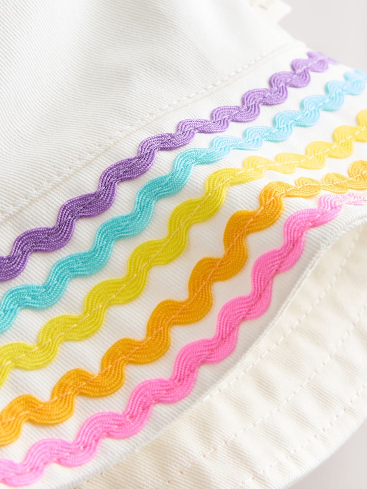 Little Bird by Jools Oliver White Pastel Rainbow Rik Rak Bucket Hat - Image 5 of 5 Little Bird by Jools Oliver White Pastel Rainbow Rik Rak Bucket Hat - Image 5 of 5