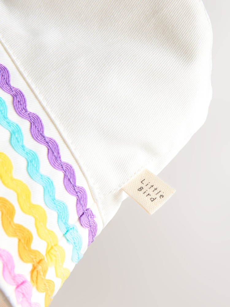 Little Bird by Jools Oliver White Pastel Rainbow Rik Rak Bucket Hat - Image 6 of 6