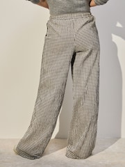 Black/White Textured Gingham Wide Leg Trousers - Image 3 of 4