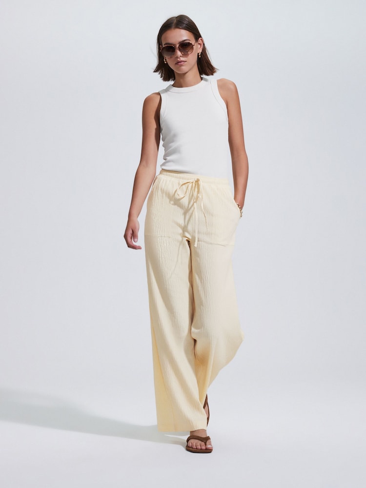 Buttermilk Textured Wide Leg Trousers - Image 1 of 5