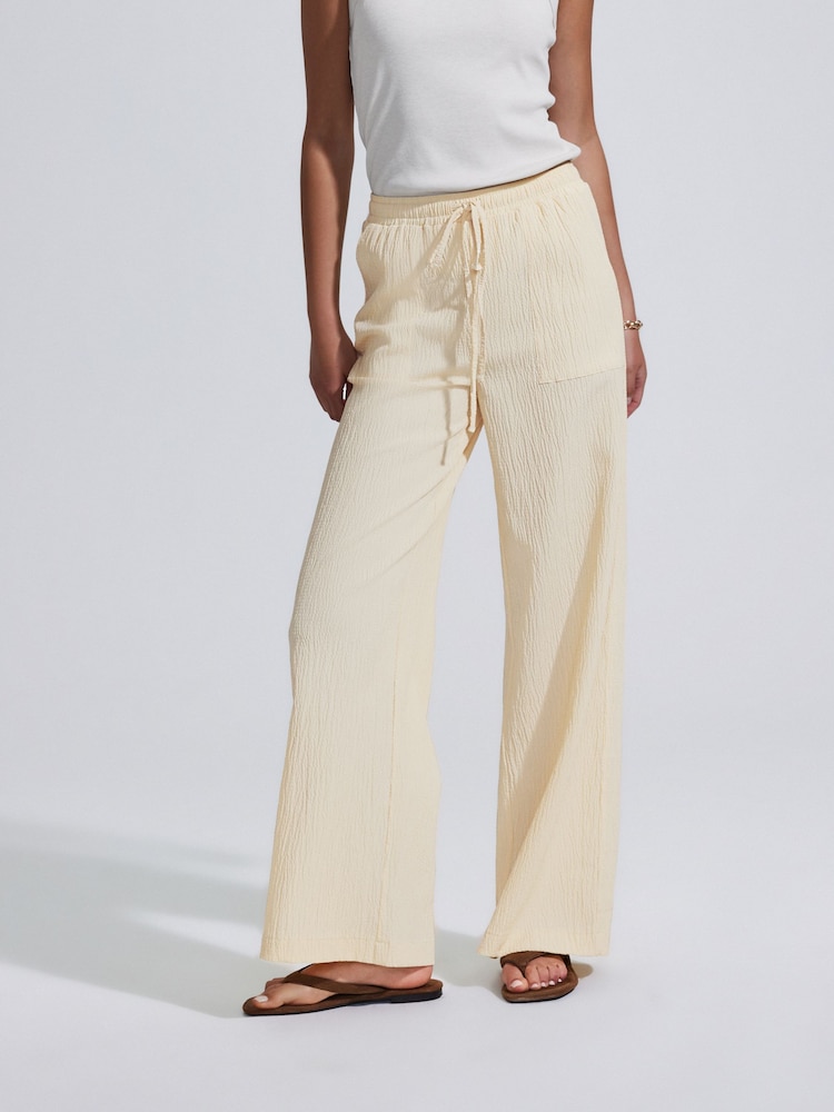 Buttermilk Textured Wide Leg Trousers - Image 2 of 5