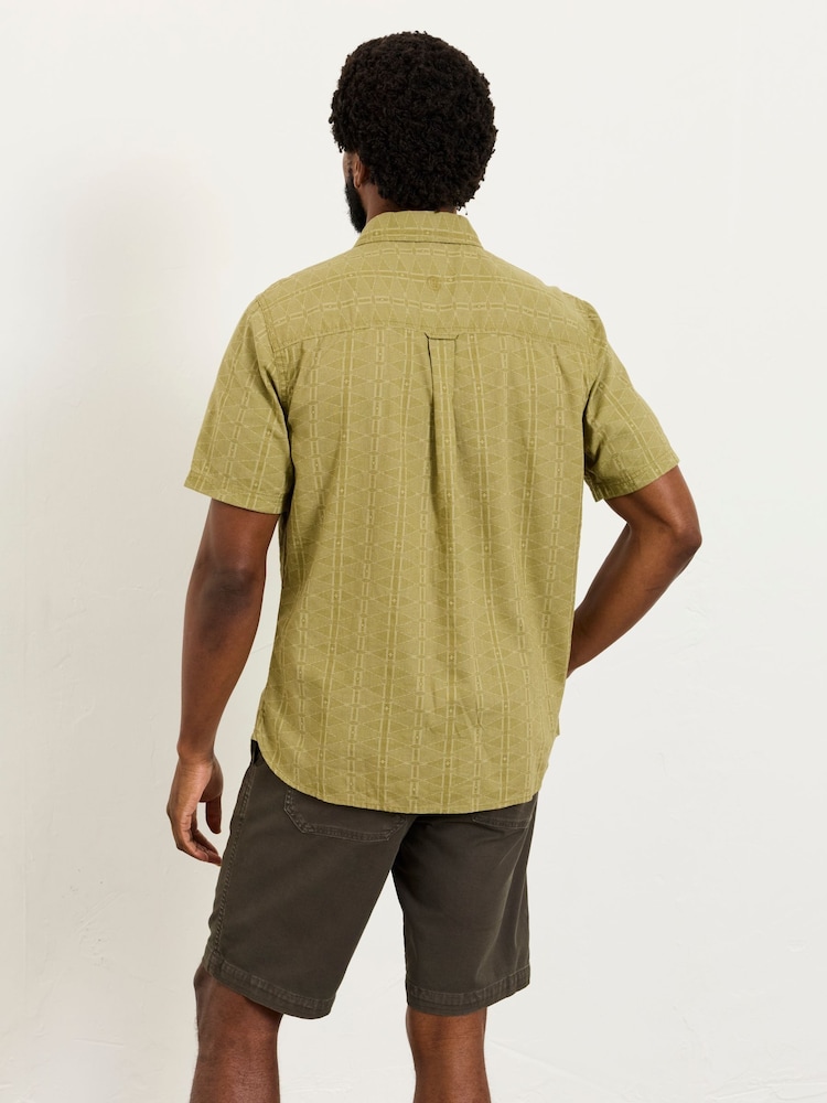 FatFace Green Short Sleeve Triangle Geo Print Shirt - Image 2 of 5