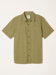FatFace Green Short Sleeve Triangle Geo Print Shirt - Image 5 of 5