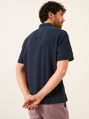 FatFace Bugle Navy Short Sleeve Grandad Popover Shirt - Image 2 of 6