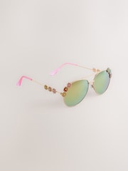 Little Bird by Jools Oliver Pink Pastel Rainbow Flower Avaitor Sunglasses - Image 2 of 4
