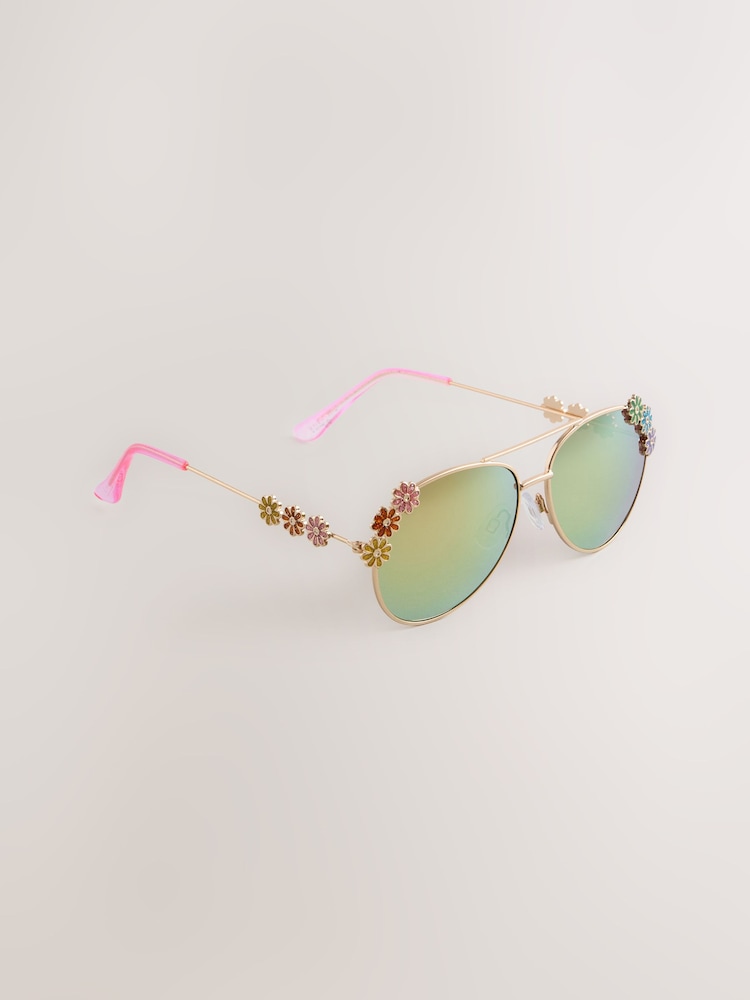 Little Bird by Jools Oliver Pink Pastel Rainbow Flower Avaitor Sunglasses - Image 2 of 4