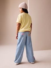 Mid Blue SmileyWorld® Print Wide Leg Jeans (3-16yrs) - Image 4 of 8