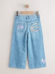 Mid Blue SmileyWorld® Print Wide Leg Jeans (3-16yrs) - Image 6 of 8
