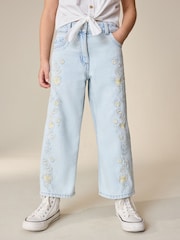 Albastru deschis - Floral larg cu broderie Blugi (3-16yri) - Imaginea 2 din 8