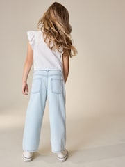 Albastru deschis - Floral larg cu broderie Blugi (3-16yri) - Imaginea 3 din 8