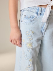 Albastru deschis - Floral larg cu broderie Blugi (3-16yri) - Imaginea 4 din 8