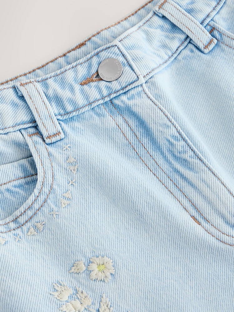 Albastru deschis - Floral larg cu broderie Blugi (3-16yri) - Imaginea 8 din 8