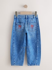 Mid Blue Embroidered Barrel Jeans (3-16yrs) - Image 6 of 8