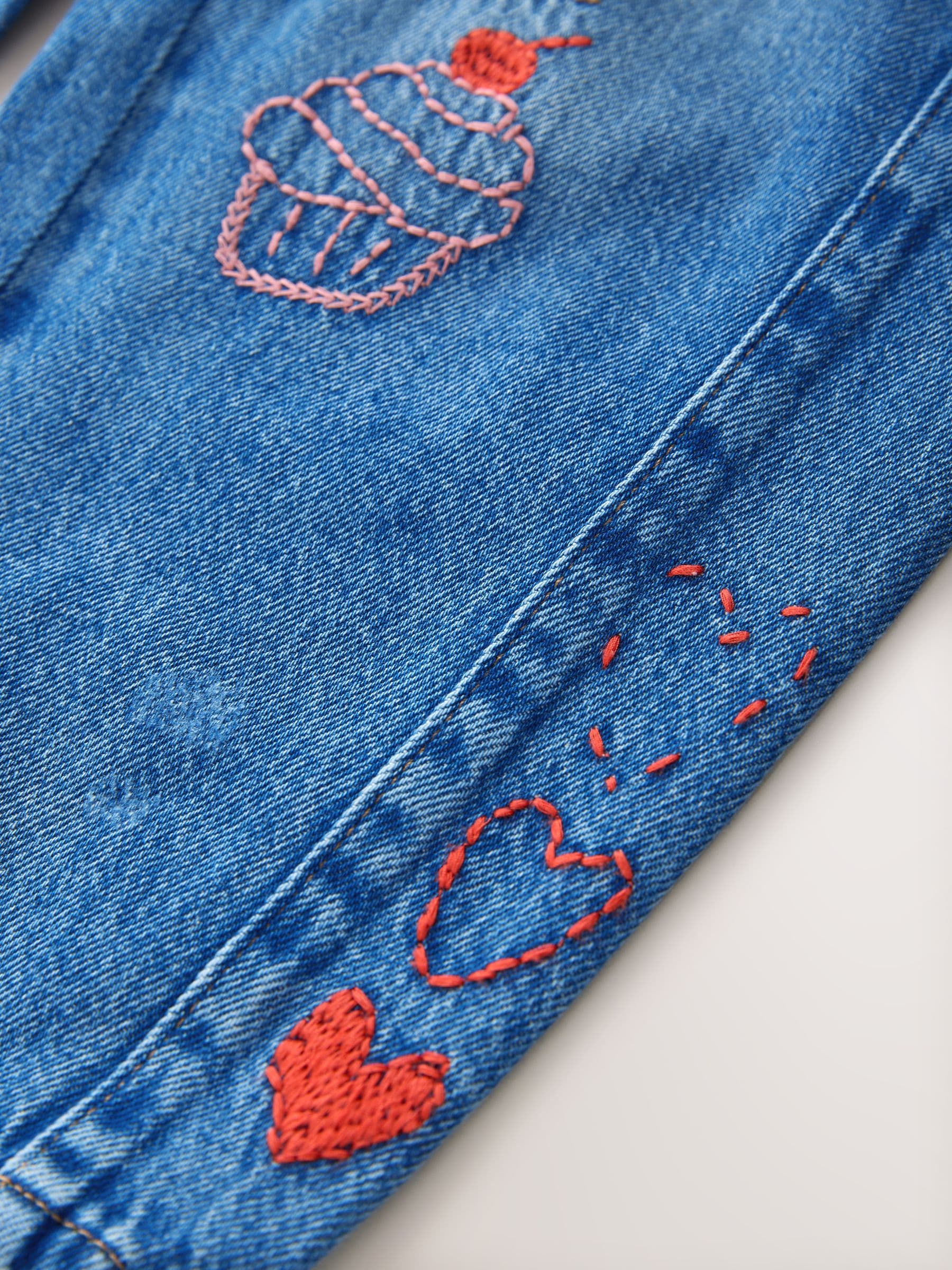 Buy Mid Blue Embroidered Barrel Jeans (3-16yrs) from Next USA