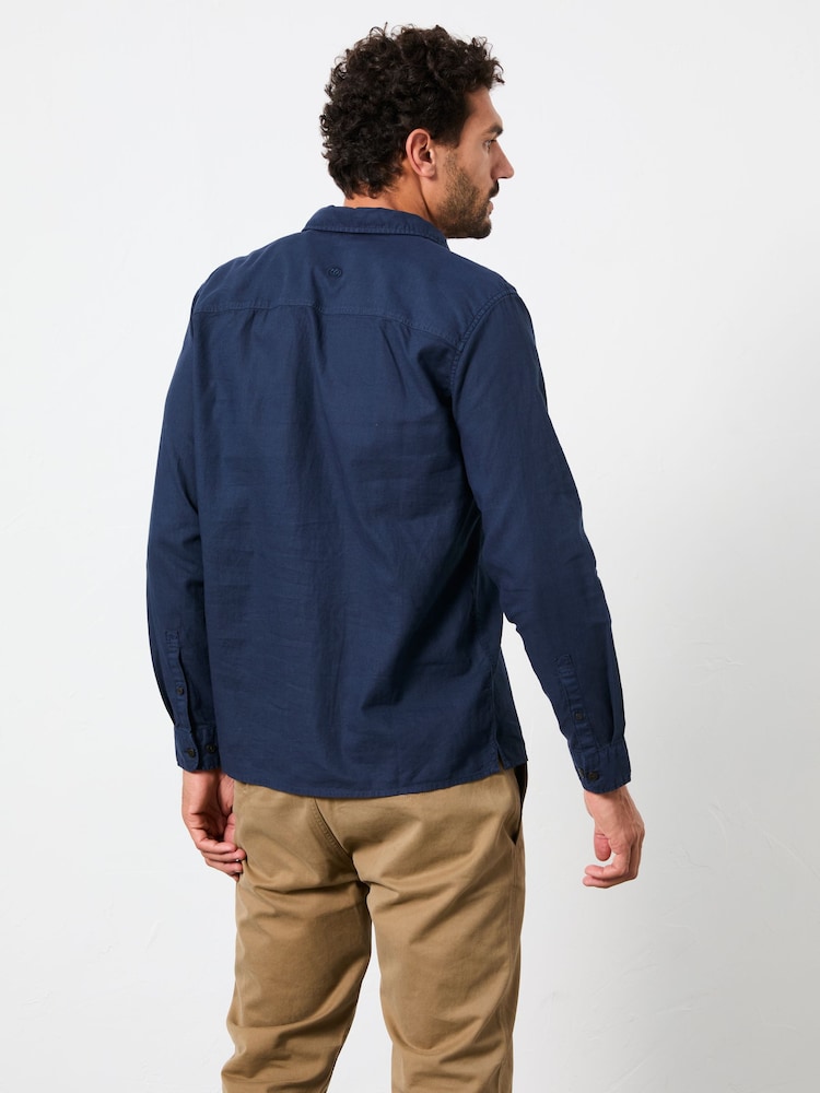 FatFace Bugle Navy Long Sleeve Garment Dye Utility Shirt - Image 2 of 5