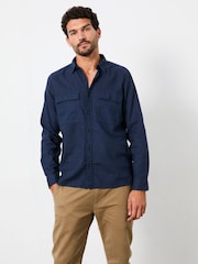 FatFace Bugle Navy Long Sleeve Garment Dye Utility Shirt - Image 3 of 5