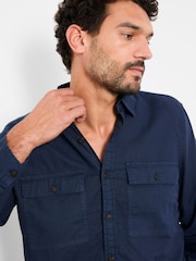 FatFace Bugle Navy Long Sleeve Garment Dye Utility Shirt - Image 4 of 5