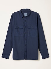 FatFace Bugle Navy Long Sleeve Garment Dye Utility Shirt - Image 5 of 5