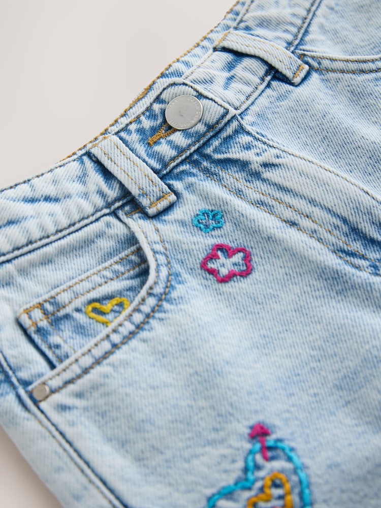 Light Blue Denim Embroidered Wide Leg Jeans (3-16yrs) - Image 4 of 4