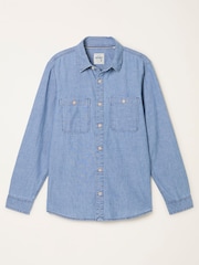 FatFace Blue Denim Long Sleeve Chambray Shirt - Image 6 of 6
