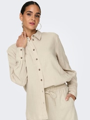 Бежевый - JDY Linen Blend Loose Shirt - Image 1 of 6