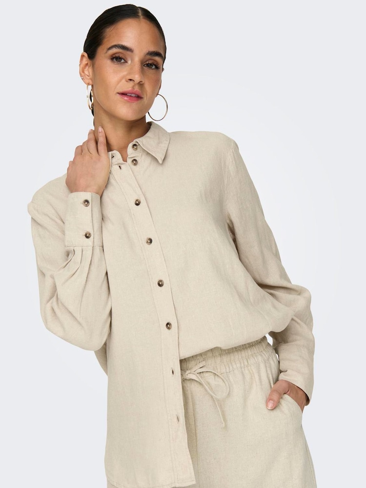 Бежевый - JDY Linen Blend Loose Shirt - Image 1 of 6
