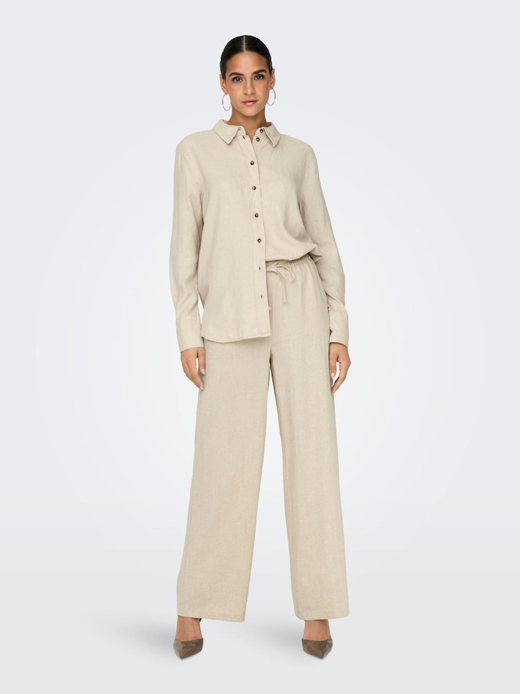 Бежевый - JDY Linen Blend Loose Shirt - Image 2 of 6