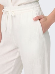 JDY Cheesecloth Wide Leg 100% Cotton Trousers With Pockets - Imagen 3 de 6