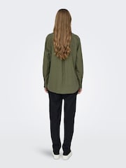 JDY Green Linen Blend Loose Shirt - Image 3 of 6