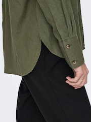 JDY Green Linen Blend Loose Shirt - Image 4 of 6