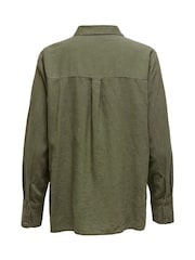 JDY Green Linen Blend Loose Shirt - Image 6 of 6