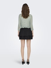 JDY Green Crochet 3/4 Sleeve Cardigan - Image 3 of 6