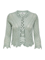 JDY Green Crochet 3/4 Sleeve Cardigan - Image 5 of 6