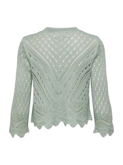 JDY Green Crochet 3/4 Sleeve Cardigan - Image 6 of 6