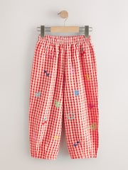 Gingham Pink Embroidered - بنطلون واسع بتصميم سهل الارتداء (3-16 سنة) - Image 1 of 5