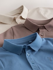 Blue/Mink/Cement Short Sleeve Polo Shirts 3 Pack (3-16yrs) - Image 7 of 7