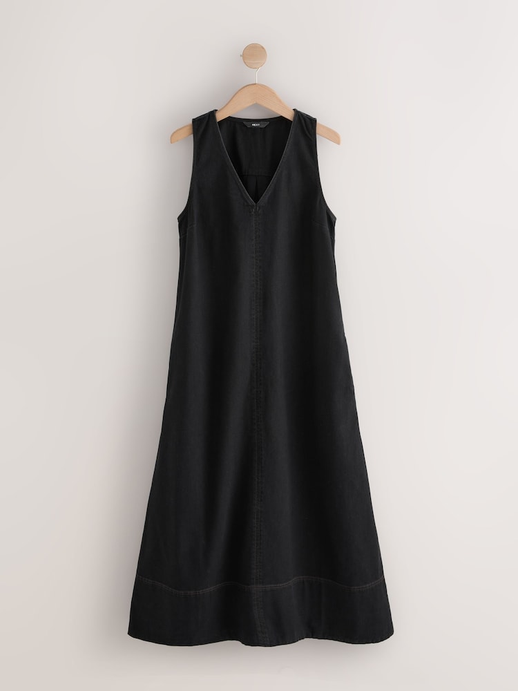 Black V-Neck Sleeveless Maxi Dress - Image 1 of 5 Black V-Neck Sleeveless Maxi Dress - Image 1 of 5