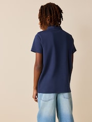 أزرق داكن أزرق - Vertical Colourblock Zip Neck Polo Shirt (3-16yrs) - صورة 3 من 8