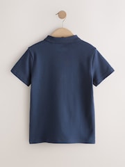 أزرق داكن أزرق - Vertical Colourblock Zip Neck Polo Shirt (3-16yrs) - صورة 6 من 8