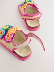 Little Bird by Jools Oliver Pastel Rainbow Crochet Flower Footbed Sandals - Image 2 of 5