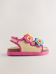 Little Bird by Jools Oliver Pastel Rainbow Crochet Flower Footbed Sandals - Image 4 of 5