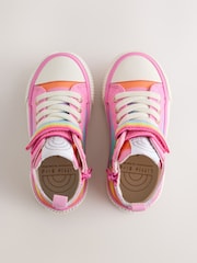 Little Bird by Jools Oliver Pink Pastel Rainbow Striped Canvas Hi-Top Trainers - Image 5 of 5