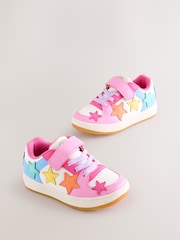 Little Bird by Jools Oliver Pink Pastel Rainbow Star Trainers - Image 1 of 5