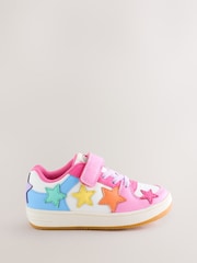 Little Bird by Jools Oliver Pink Pastel Rainbow Star Trainers - Image 2 of 5
