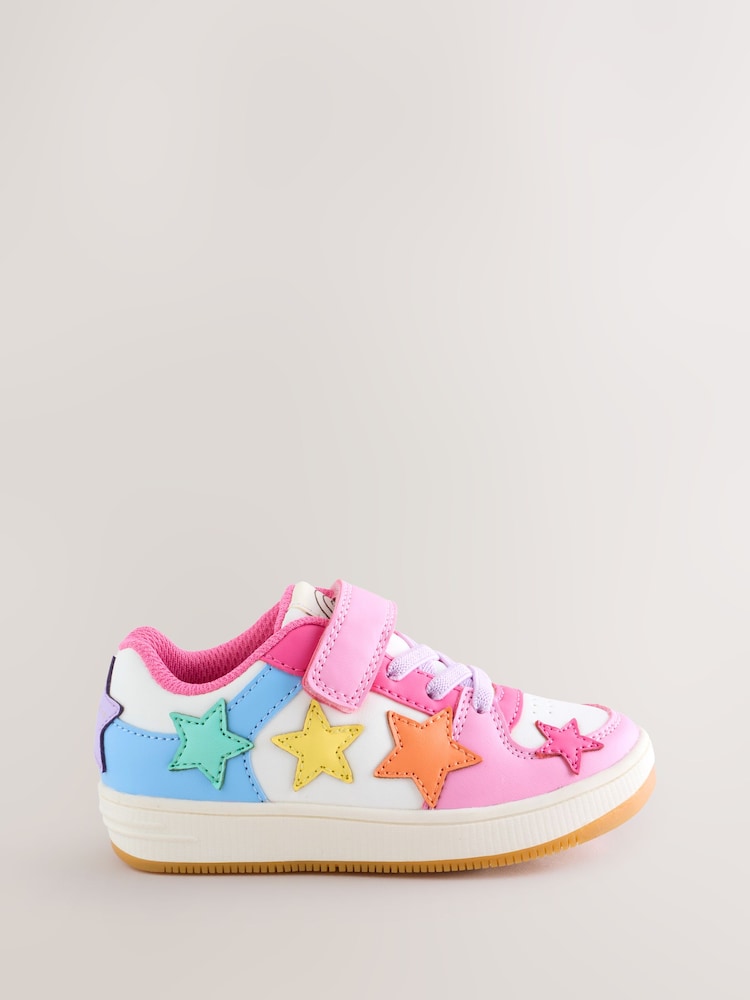 Little Bird by Jools Oliver Pink Pastel Rainbow Star Trainers - Image 2 of 5 Little Bird by Jools Oliver Pink Pastel Rainbow Star Trainers - Image 2 of 5