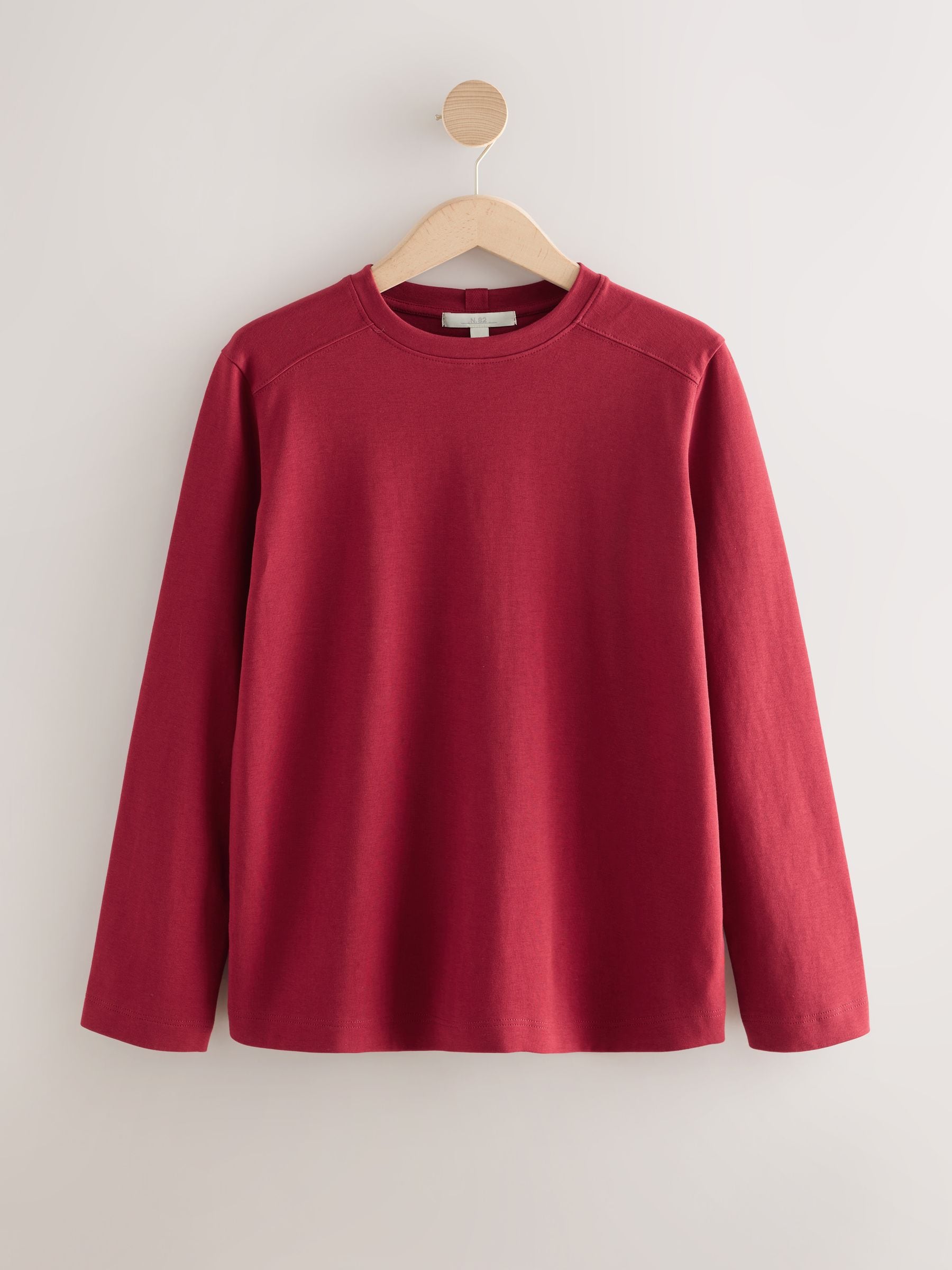 Buy Cherry Red Long Sleeve Heavyweight Crew Neck T-Shirt from Next USA