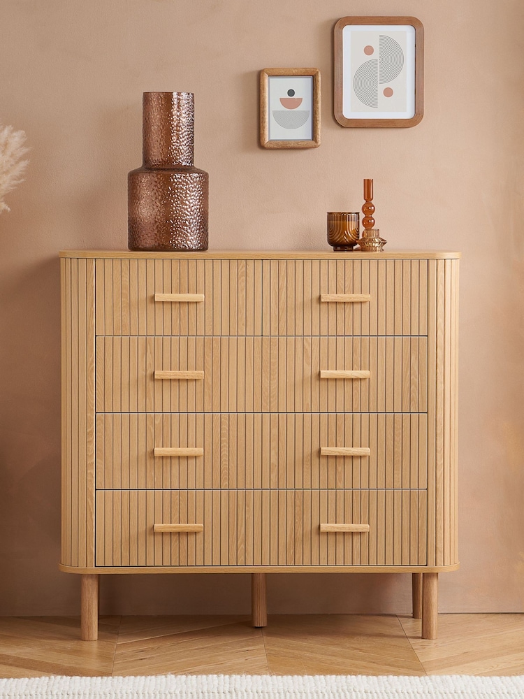 Birlea Brown Axel 5 Drawer Fluted Chest - Image 1 of 7