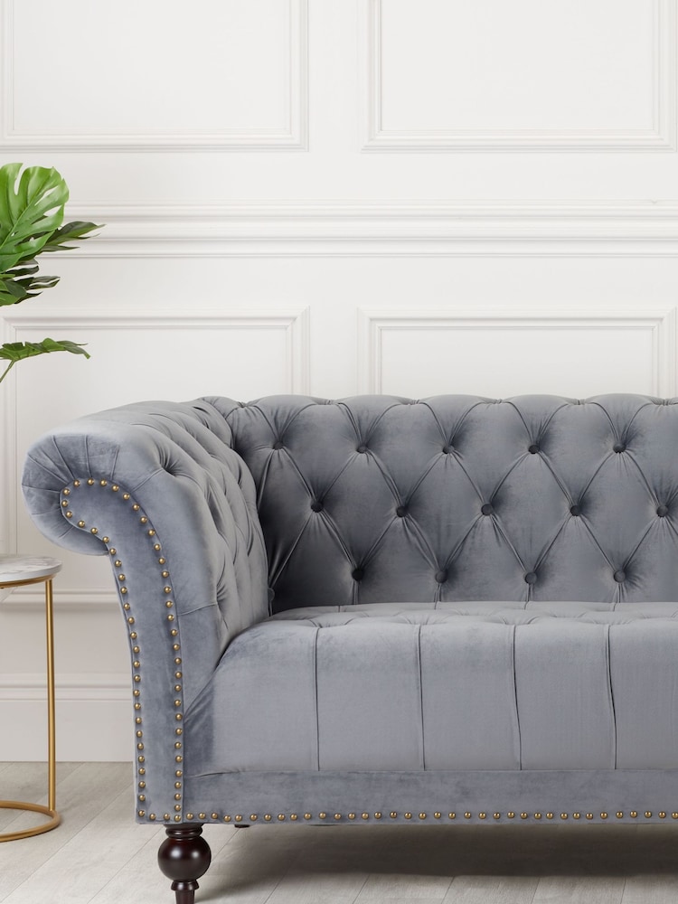 Birlea Grey Chester 3 Seater Sofas - Image 1 of 6
